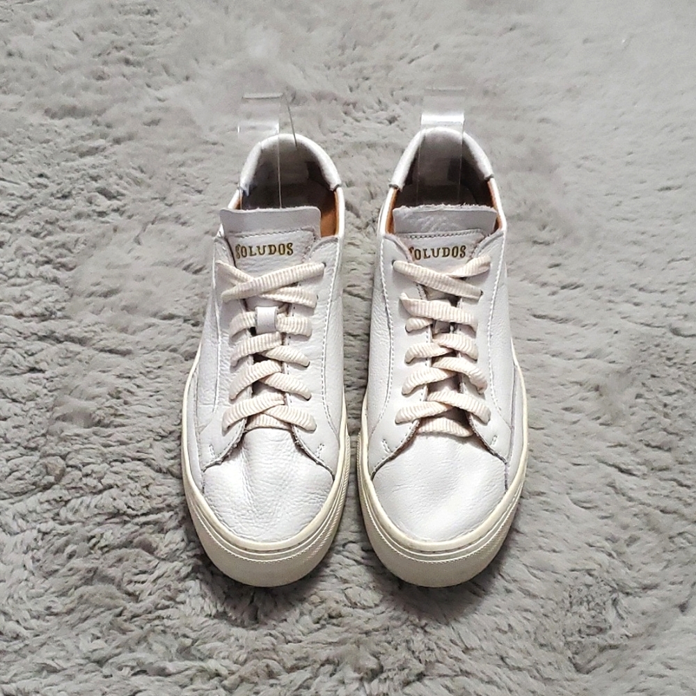 Soludos white leather lace sneakers
